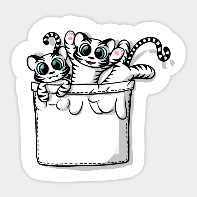 CUTE POCKET WHITE TIGERS Sticker by Beka